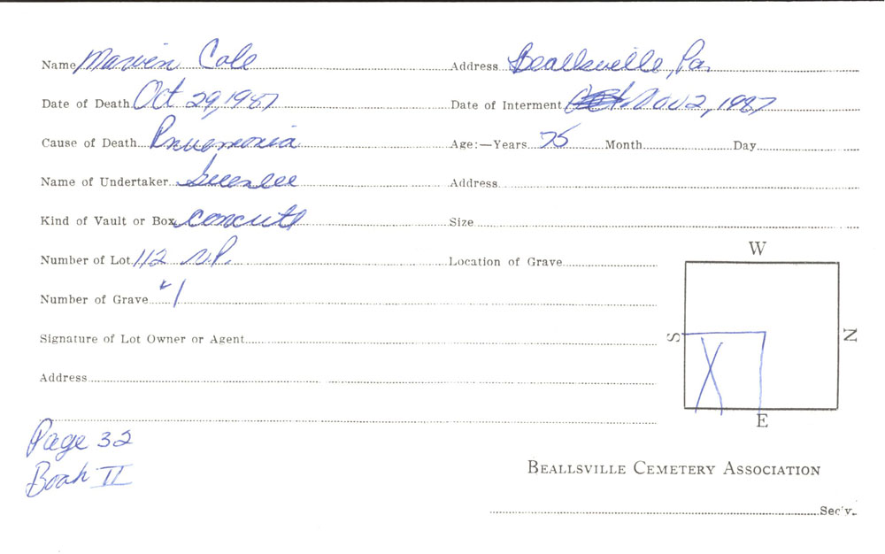 burial card